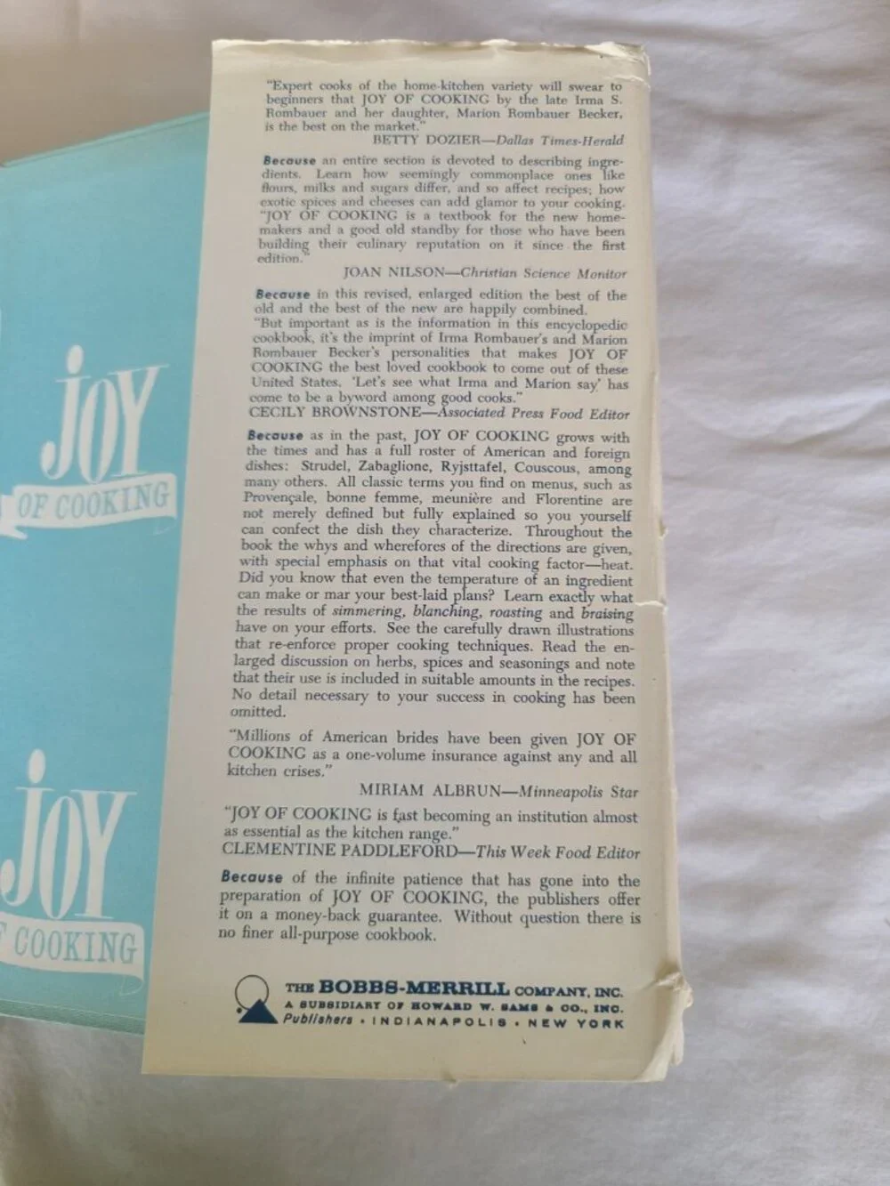 The Joy of Cooking 1971 Hardcover Cookbook Irma Rombauer Marion Becker Classic